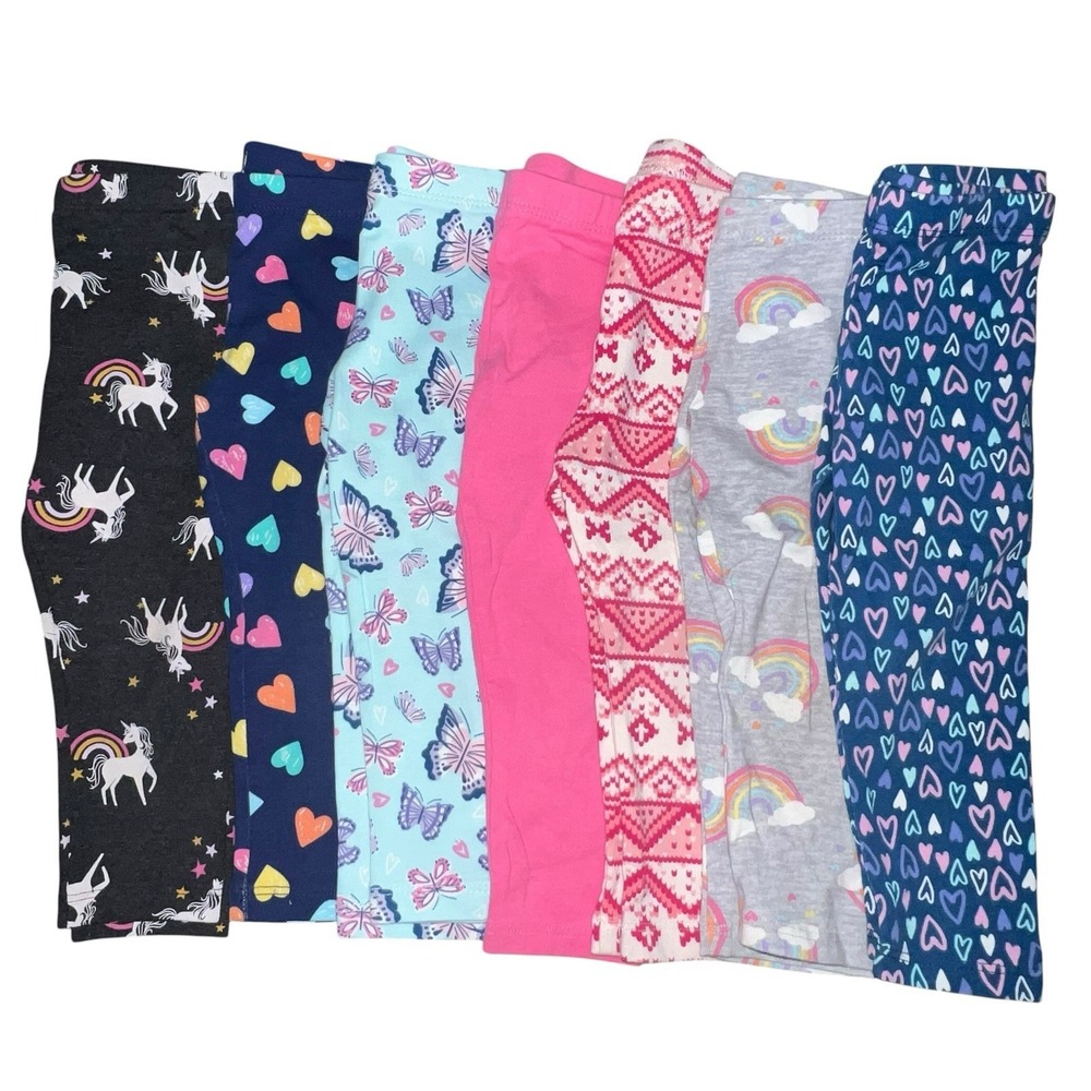 Set Of 7 Toddler Girls Leggings Size 18-24M‎ Multicolor Butterfly Unicorn Hearts